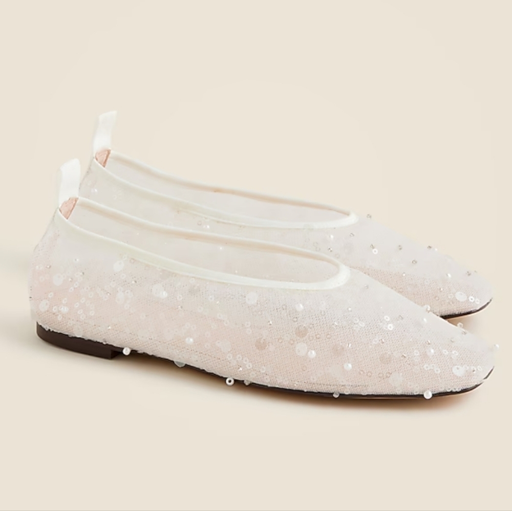 J. Crew Quinn embellished ballet flats in mesh